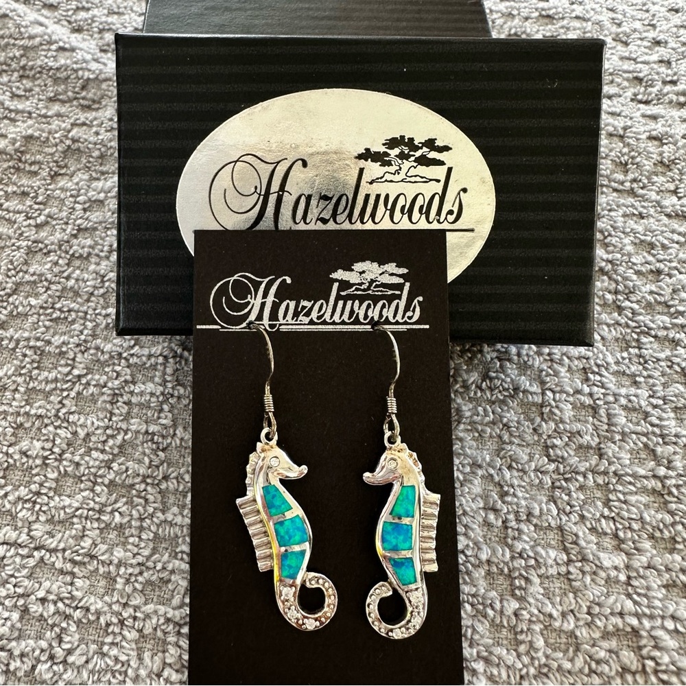 Sterling Silver w. Turquoise Inlay Seahorse Earings